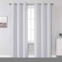 Dualife White Curtains For Bedroom Window Treatment 96 Inch Length Grommet Top Thermal Insulated Room Darkening Window Drapes For Living Room Set Of 2 Panels 42 Inch Wide X 96 Inch Greyish White