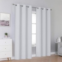 Dualife White Curtains For Bedroom Window Treatment 96 Inch Length Grommet Top Thermal Insulated Room Darkening Window Drapes For Living Room Set Of 2 Panels 42 Inch Wide X 96 Inch Greyish White