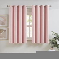 Dualife Baby Pink Curtains 45 Inch Length For Kids Room Thermal Insulated Blackout Curtains For Baby Nursery Small Short Window Drape Grommet 52 X 45 Inches Long