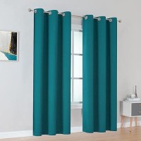 Dualife Dark Teal Curtains 96 Inch Length 2 Panels Set Grommet Curtain Drapes Insulated Thermal Room Darkening Blackout Curtains For Bedroom Boy Kids Room 42 X 96 Inches Long