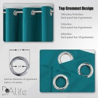 Dualife Dark Teal Curtains 96 Inch Length 2 Panels Set Grommet Curtain Drapes Insulated Thermal Room Darkening Blackout Curtains For Bedroom Boy Kids Room 42 X 96 Inches Long