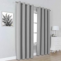 Dualife Ultimate Gray Blackout Curtain Panels/Drapes For Living Room 96 Inch Length Solid Energy Efficient Room Darkening Bedroom Curtains Thermal Insulated Grommet Top 52X96 Inch