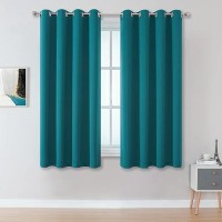 Dualife 54 Inch Curtains Teal Blackout Room Darkening Thermal Insulated Grommet Curtain Panels For Living Room (52 W X 54 L 2 Panels Set Teal)