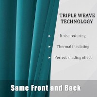 Dualife 54 Inch Curtains Teal Blackout Room Darkening Thermal Insulated Grommet Curtain Panels For Living Room (52 W X 54 L 2 Panels Set Teal)