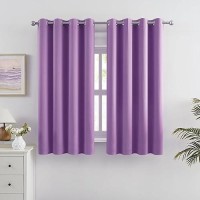 Dualife Purple Curtain Panels For Girls Room 45 Inch Length Solid Energy Efficient Room Darkening Bedroom Curtains For Short Windows Thermal Insulated Grommet Top 52 X 45 Inch