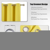 Dualife Yellow Blackout Curtains - Room Darkening Curtain Drapes Grommet Thermal Insulated Small Window Curtains For Kids Bedroom  2 Panels Sets (52 X 54 Inches Long  Illuminating Yellow)