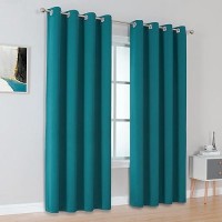 Dualife Dark Teal Curtains 84 Inch Length 2 Panels Set Grommet Curtain Drapes Insulated Thermal Room Darkening Blackout Curtains For Bedroom Boy Kids Room 52 X 84 Inches Long