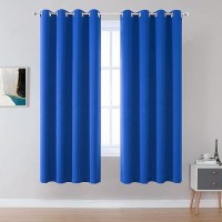 Dualife Royal Blue Curtain Panels For Bedroom 63 Inch Length Solid Energy Efficient Grommet Drapes For Boys Room Thermal Insulated 52 W X 63 L Inch 2 Panels