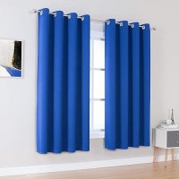 Dualife Royal Blue Curtain Panels For Bedroom 63 Inch Length Solid Energy Efficient Grommet Drapes For Boys Room Thermal Insulated 52 W X 63 L Inch 2 Panels