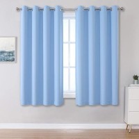 Dualife Sky Blue Blackout Curtains Cerulean Solid Grommet Thermal Insulated Room Darkening Bedroom Curtains 52 By 54 Inch Set Of 2 Panels