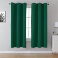 Dualife Dark Emerald Green Blackout Curtains For Bedroom 63 Inch Length With Grommet Hunter Green Room Darkening Window Curtain Panels For Living Room 42 X 63 Inches 2 Panels