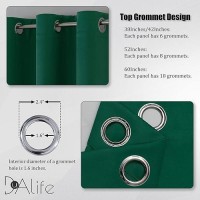 Dualife Dark Emerald Green Blackout Curtains For Bedroom 63 Inch Length With Grommet Hunter Green Room Darkening Window Curtain Panels For Living Room 42 X 63 Inches 2 Panels