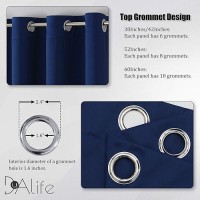 Dualife Navy Blue Blackout Curtains 2 Panels Set  Grommet Thermal Insulated Long Curtains & Drapes 2 Burg For Bedroom Soft Smooth Heavy Fabric Curtains For Boys Kids Room 42 X 63 Inch