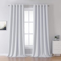 Dualife Greyish White Curtains 120 Inch Length Grommet Top Blackout Curtain Panels For Bedroom Window Treatment Room Darkening Window Drapes For Living Room Set Of 2 Panels 60 X 120 Inches Long