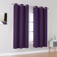 Dualife Purple Blackout Curtain Panels For Kitchen Windows Set Of 2 Panels Thermal Insulated Room Darkening Bedroom Curtains Drapes For Living Room 38 X 45 Inch Length