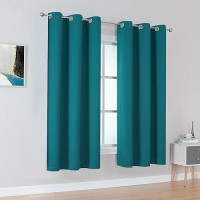 Dualife 2 Panels Teal Blackout Curtains For Bedroom 54 Inch Length - Teal Summer Curtains Grommet Thermal Insulated Room Darkening Drapes (Peacock Teal  38W X 54L Inch)