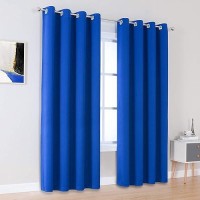 Dualife Royal Blue Blackout Curtain Drapes 96 Inch Length Solid Energy Efficient Room Darkening Bedroom Curtains Thermal Insulated Grommet Top 52X96 Inch