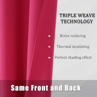 Dualife Solid Blackout Curtain Panels For Living Room 45 Inch Length Hot Pink Thermal Insulated Room Darkening Curtains Grommet Top 52''X45'' Raspberry Sorbet