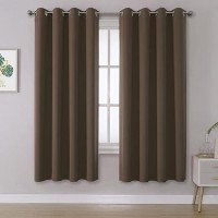 Dualife Brown Blackout Curtains Panels For Bedroom 63 Inches Long Coffee Color Curtains With Grommet Thermal Insulated Room Darkening Solid Widow Drapes For Living Room 52X63 Inch Set Of 2 Panels