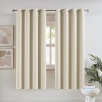 Dualife Cream Beige Curtains 72 Inch Length Blackout Window Drapes For Bedroom Thermal Insulated Room Darkening Curtains 2 Panels For Living Room Grommet Top 52 X 72 Inches Long Buttercream