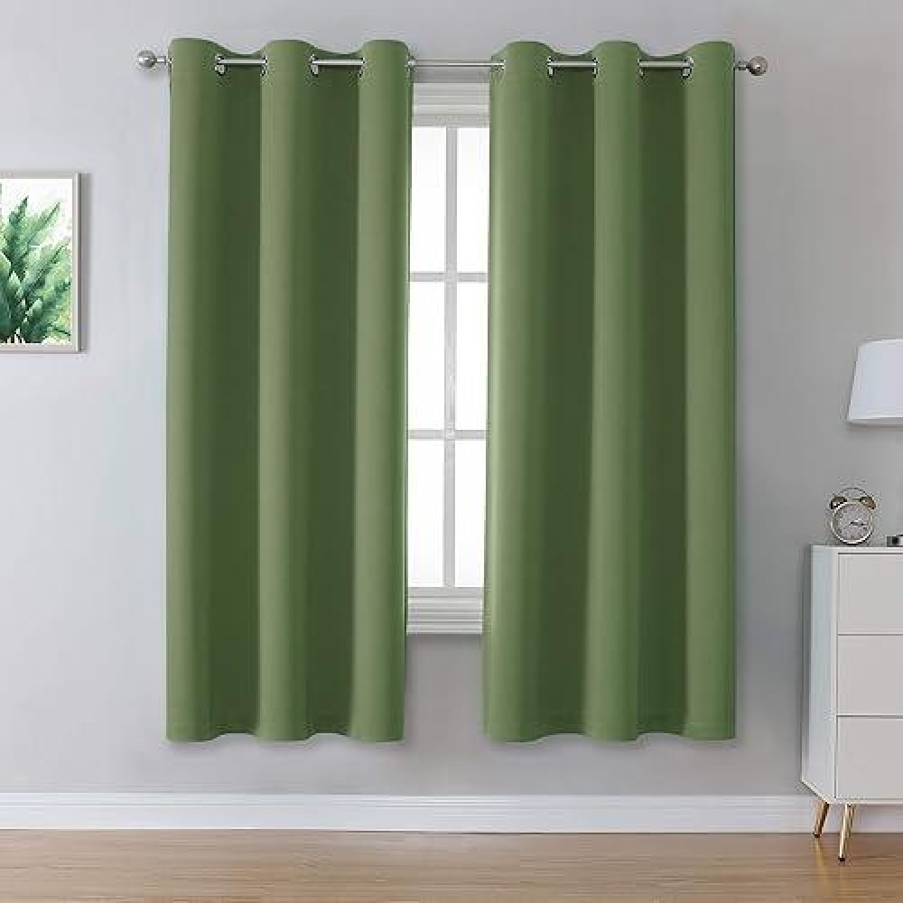 Dualife Sage Green Curtains 72 Inch Length 2 Panels Set Light Blocking Grommet Curtains For Bedroom Thermal Insulated Room Darkening Curtains Panels 42 X 72 Inches Long