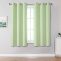 Dualife Light Green Short Kitchen Curtain Panels For Living Room 45 Inch Length Room Darkening Bedroom Curtains Grommet Top 38X45 Inch Set Of 2 Panels