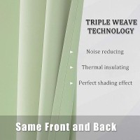 Dualife Light Green Short Kitchen Curtain Panels For Living Room 45 Inch Length Room Darkening Bedroom Curtains Grommet Top 38X45 Inch Set Of 2 Panels