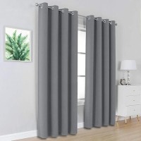 Dualife Grey Blackout Curtains For Bedroom 84 Inches Long 2 Panels Grommet Window Treatment Thermal Insulated Room Darkening Window Panels Drapes For Living Room 52X84 Inch Length