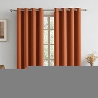 Dualife Terracotta Curtains-Rust Blackout Curtains For Small Windows 54 Inch Length Burnt Orange Solid Curtain Panels Thermal Insulated Grommet Short Room Darkening Curtains For Bedroom