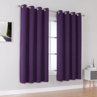 Dualife Dark Purple Blackout Curtain Panels For Kitchen Windows Set Of 2 Panels Thermal Insulated Room Darkening Bedroom Curtains Drapes For Living Room 52 X 45 Inch Length