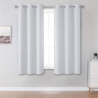 Dualife Greyish White Solid Curtain Panels With Grommet For Small Windows 54 Inches Length Thermal Insulated Window Treatment Blackout Curtain Drapes For Bedroom 38X54 Inch Length 2 Panels