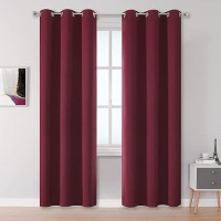 Dualife Burgundy Blackout Curtain Panels For Bedroom 96 Inches Long Burgundy Red Solid Thermal Insulated Window Curtain Panels With Grommet For Living Room 42X96 Inch Length