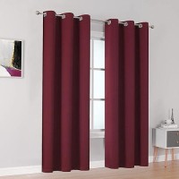 Dualife Burgundy Blackout Curtain Panels For Bedroom 96 Inches Long Burgundy Red Solid Thermal Insulated Window Curtain Panels With Grommet For Living Room 42X96 Inch Length