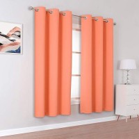 Dualife Burnt Coral Blackout Curtain Panels For Girls Bedroom -Coral Drapes 54 Inch Length 2 Panels Set Solid Thermal Insulated Room Darkening Curtains With Grommet 38 W X 54 L Inch