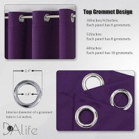 Dualife Purple Blackout Curtain Panels 60X108 Inch Length 2 Panels Thermal Insulated Room Darkening Royal Purple Curtains For Bedroom Living Room Window Treatment Blackout Drapery For Windows