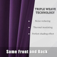 Dualife Purple Blackout Curtain Panels 60X108 Inch Length 2 Panels Thermal Insulated Room Darkening Royal Purple Curtains For Bedroom Living Room Window Treatment Blackout Drapery For Windows