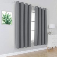 Dualife Grey Blackout Curtains For Bedroom 72 Inches Long 2 Panels Grommet Window Treatment Thermal Insulated Room Darkening Window Panels Drapes For Living Room 52X72 Inch Length