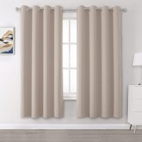 Dualife Light Brown Blackout Curtains 72 Inches Long - Thermal Insulated Room Darkening Curtains For Bedroom 52 X 72 Inch  Grommet Top  2 Panels  Warm Taupe