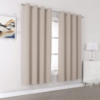 Dualife Light Brown Blackout Curtains 72 Inches Long - Thermal Insulated Room Darkening Curtains For Bedroom 52 X 72 Inch  Grommet Top  2 Panels  Warm Taupe