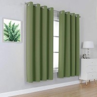 Dualife Sage Green Solid Curtains For Bedroom Short Small Window Treatment Blackout Thermal Insulated Curtain Panels 52 By 54 Inch Length With Grommet Set Of 2 Panels