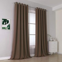 Dualife Extra Long Brown Curtains 108 Long Inches Thermal Insulated Room Darkening Drapes For Bedroom (60 W X 108 L  Grommet  2 Panels)