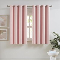 Dualife Baby Pink Curtains Panels For Girls Room Nursery Solid Blackout Room Darkening Curtains For Bedroom Grommet Top Window Treatment Drape 52X54 In