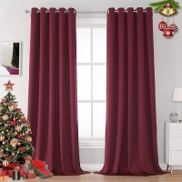 Dualife Burgundy Red Curtains For Bedroom Extra Long Drapes 120 Inches Long For Living Room 60 By 120 Inch Length  Set Of 2  Grommet Top