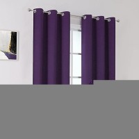 Dualife Dark Purple Blackout Curtain For Bedroom 42 X 96 Inch Long 2 Panels Thermal Insulated Room Darkening Window Curtains/Drapes For Living Room