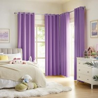 Dualife Blackout Solid Curtains For Kids Room Purple Bedroom Curtains Set Window Treatment Drapes Thermal Insulated Curtains For Living Room  2 Panels - 52 Inches Wide By 72 Inches Long