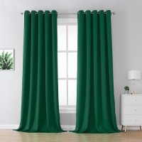 Dualife Dark Green Bedroom Blackout Curtains 108 Inch Length Thermal Insulating Room Darkening 60 Inch Width Short Window Curtain Panels For Living Room 60 By 108 Inch 2 Panels Grommet