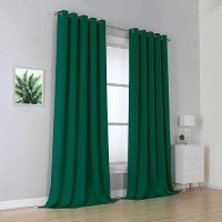 Dualife Dark Green Bedroom Blackout Curtains 108 Inch Length Thermal Insulating Room Darkening 60 Inch Width Short Window Curtain Panels For Living Room 60 By 108 Inch 2 Panels Grommet