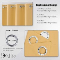 Dualife Soft Yellow Blackout Curtains For Bedroom Home Thermal Insulated Solid Ring Top Energy Efficient Room Darkening Curtains Drapes Set Of 2 Panels 38 X 45 Inch Desert Mist