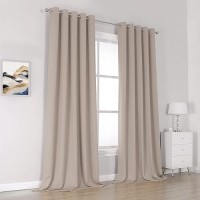 Dualife Light Coffee Color Curtains For Bedroom Light Brown Blackout Curtain Panels 120 Inch Thermal Insulated Room Darkening Solid Widow Drapes Grommet Top 60Wx120L 2 Panels Set