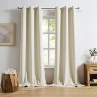 Dualife 96 Inch Length Cream Beige Curtains Blackout Window Drapes For Bedroom Thermal Insulated Room Darkening Curtains 2 Panels For Living Room Grommet Top 42X96 Inches Long Buttercream